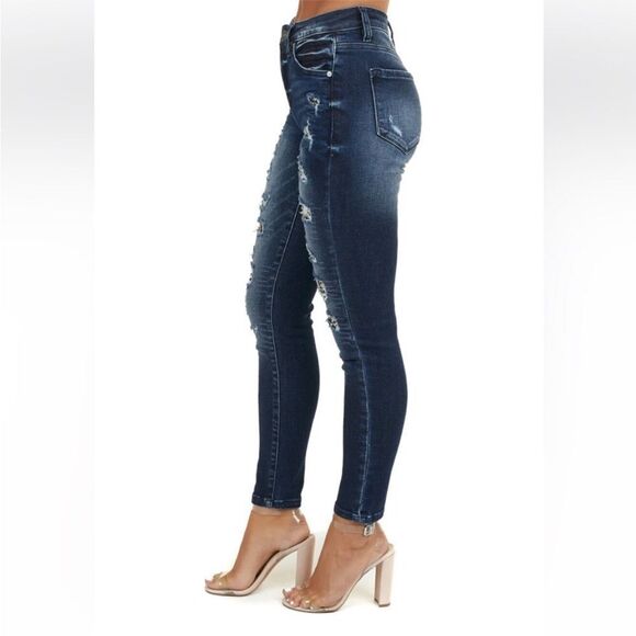 KANCAN | Distressed Leopard Animal Print Stretch Skinny Jeans Women’s Size 3/25 - Picture 3 of 13